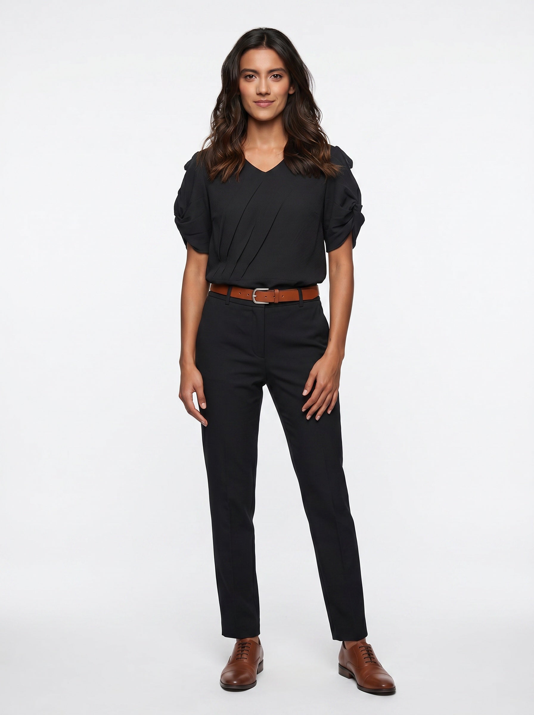 Nyx Blouse | Black Pleated Twist Sleeve