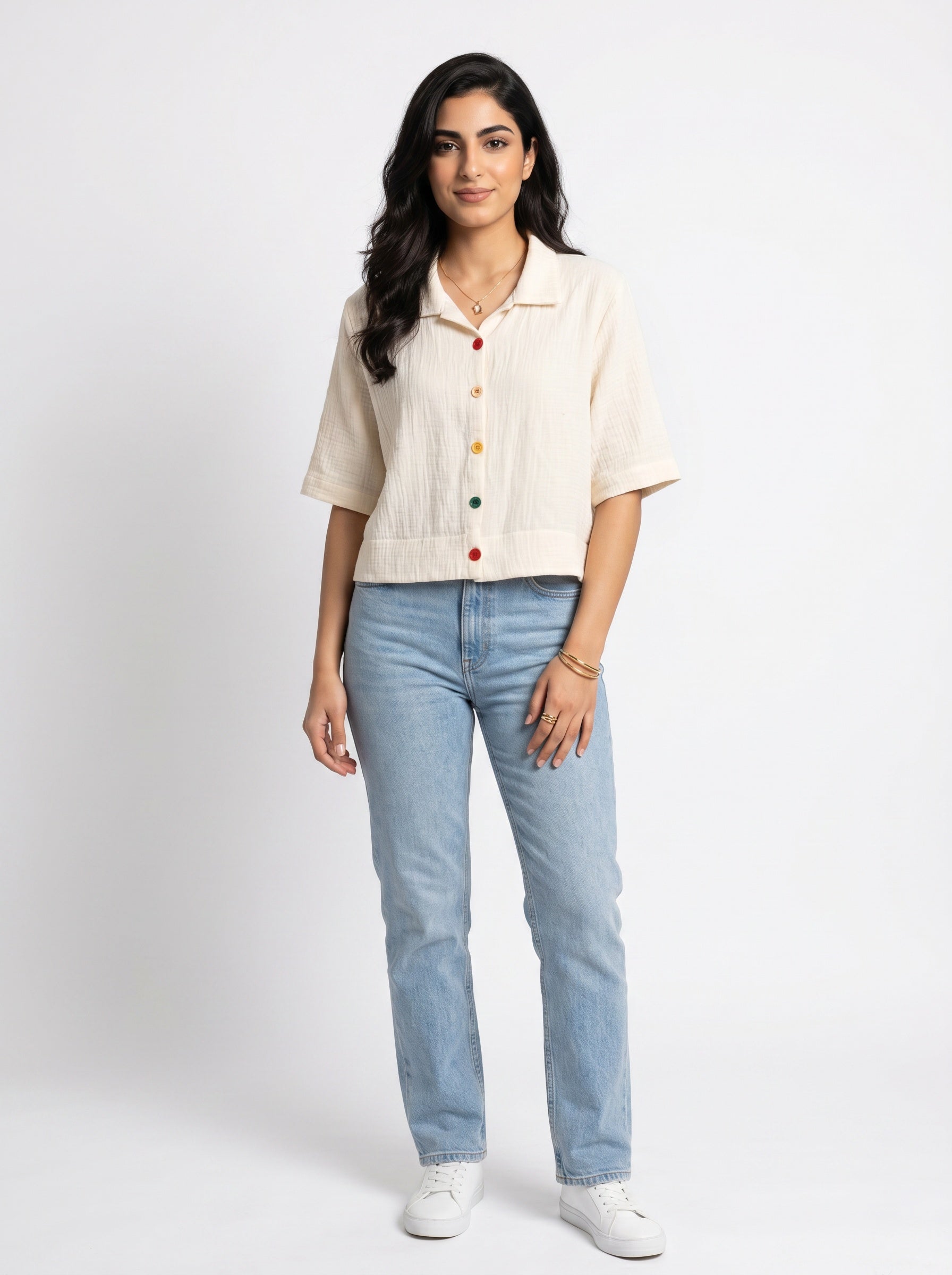 Fable Shirt | Cream Camp-Collar Double Gauze
