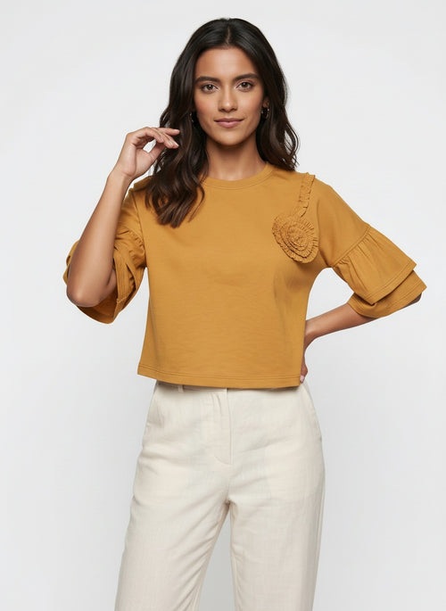 Briar Tee | Mustard Rosette Corsage
