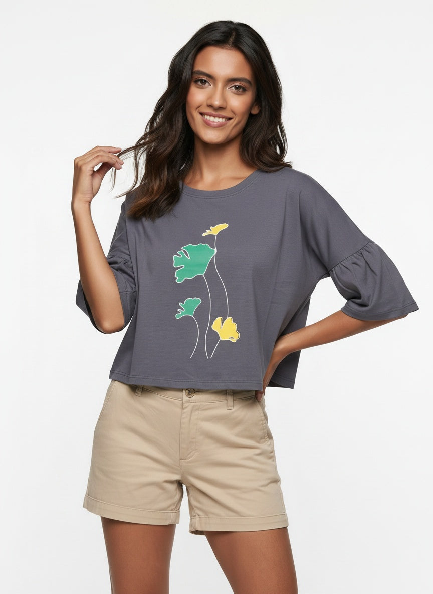 Fern Tee | Charcoal Botanical Line Art