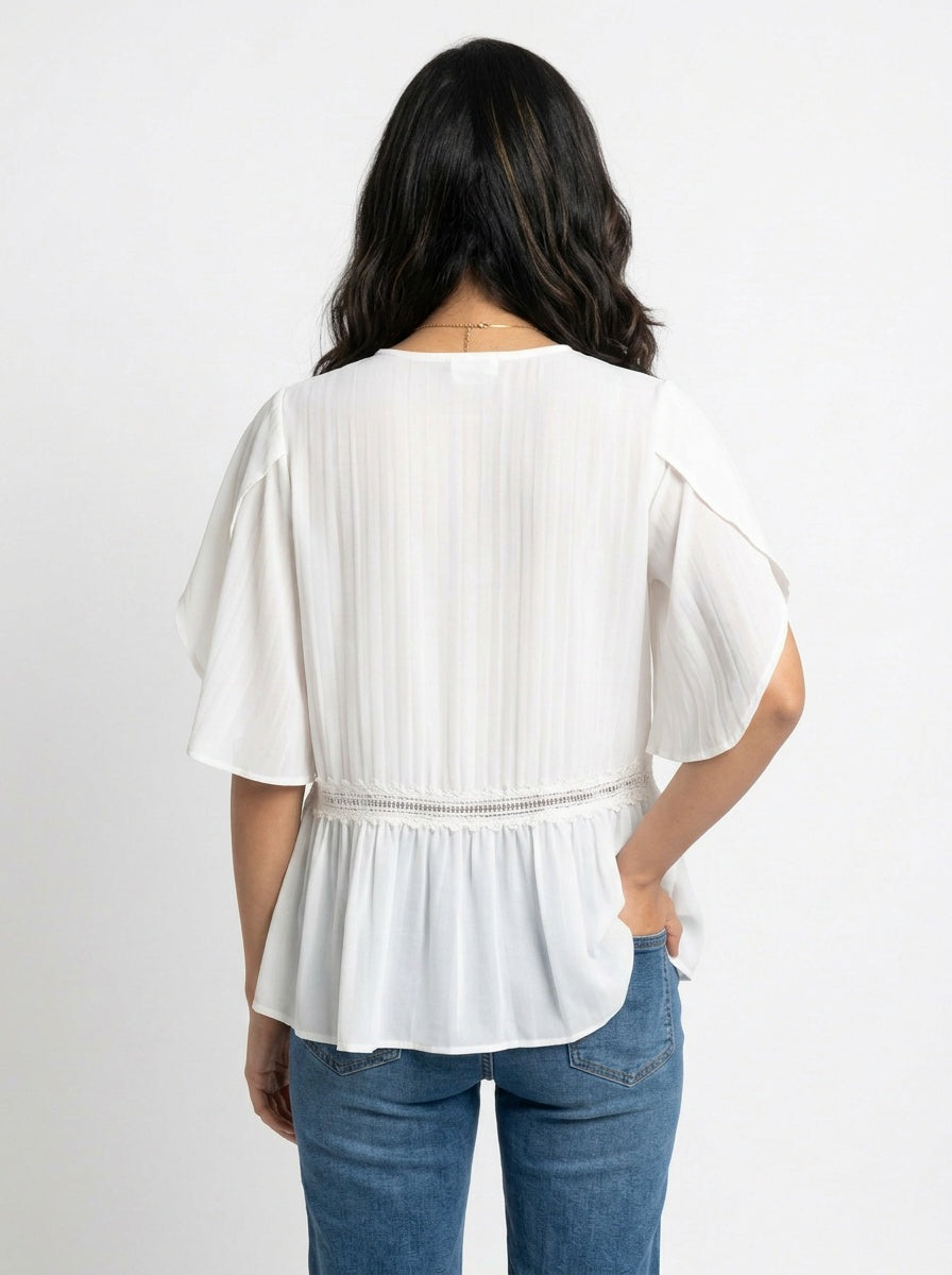 Seren Top | Ivory Chiffon Tie-Neck