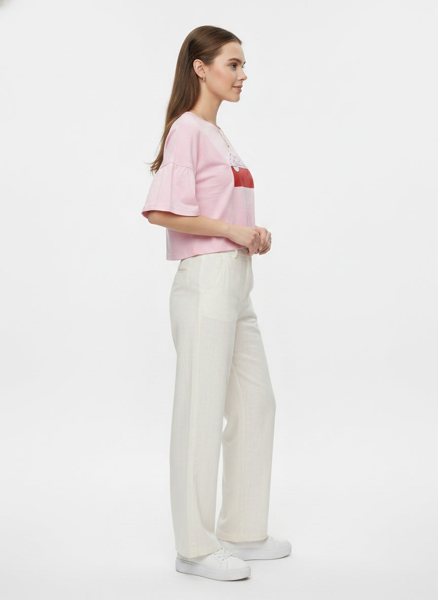 Vale Tee | Stay Beautiful Slogan Pink