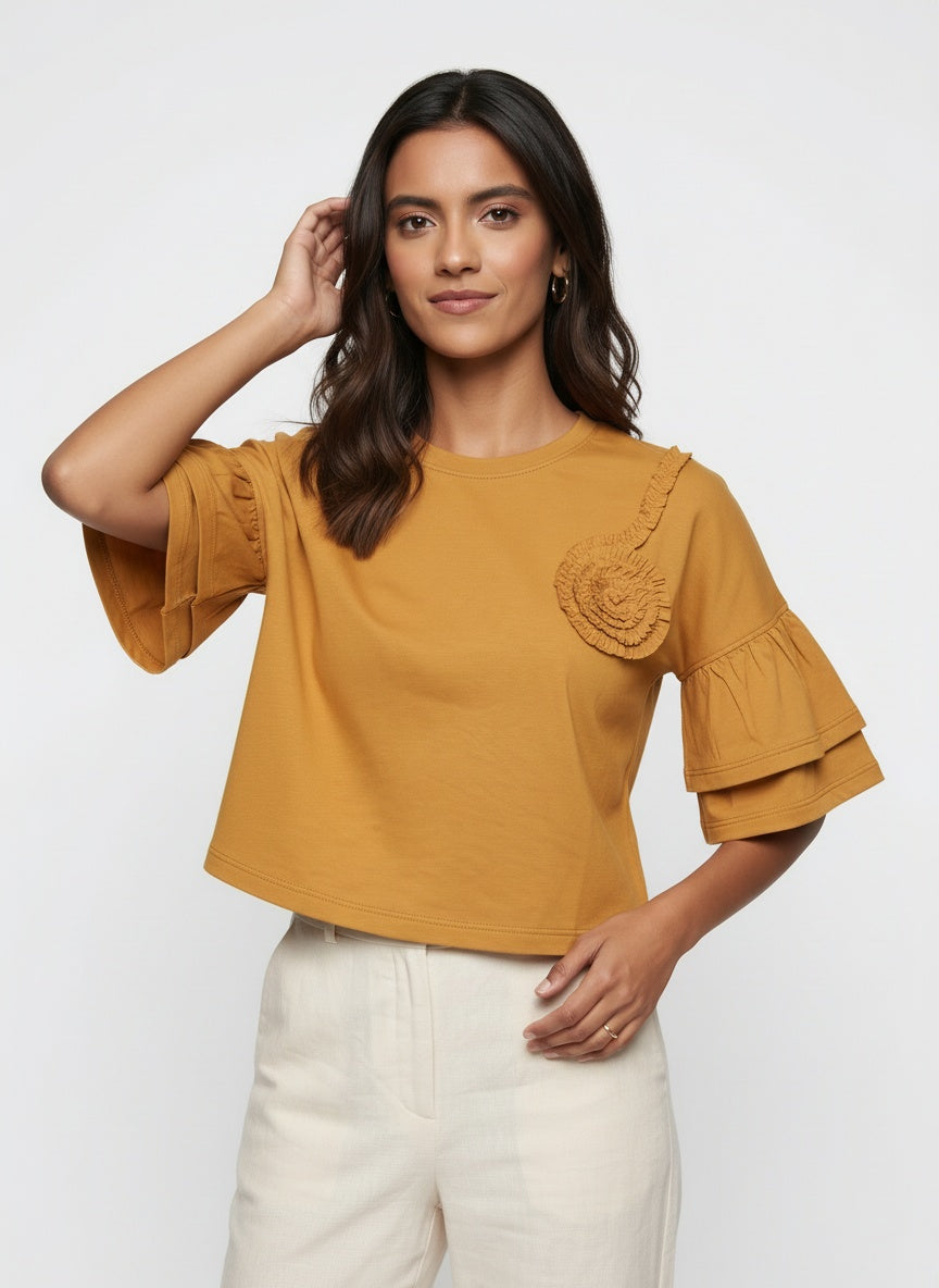 Briar Tee | Mustard Rosette Corsage