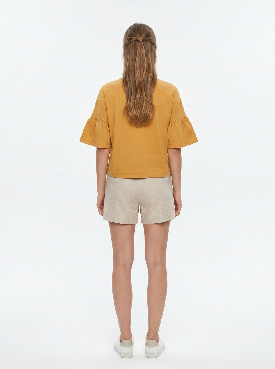 Sunna Tee | Mustard Sunburst Appliqué