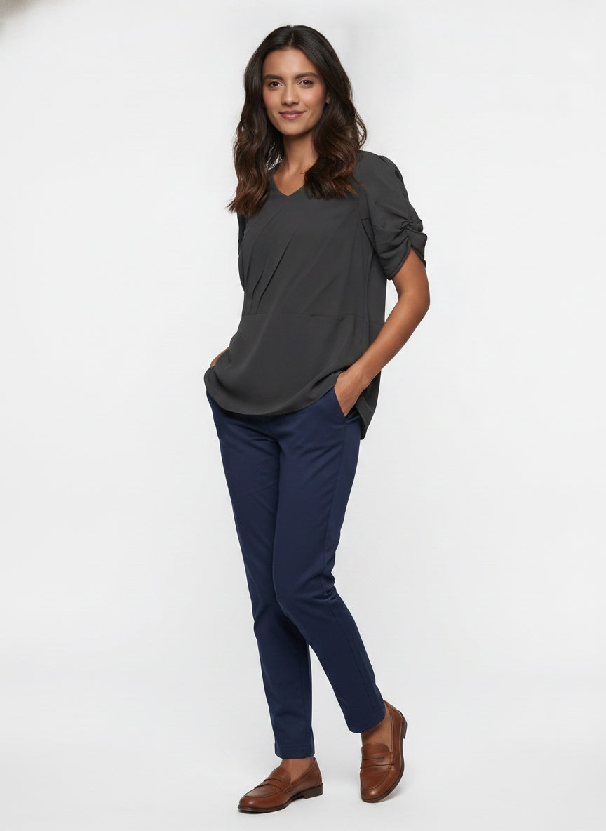 Nyx Blouse | Black Pleated Twist Sleeve