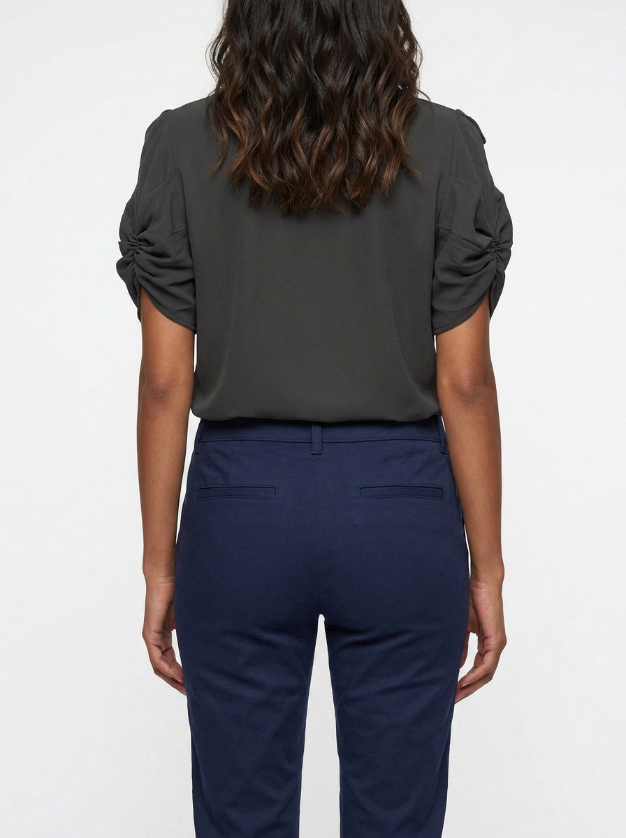 Nyx Blouse | Black Pleated Twist Sleeve